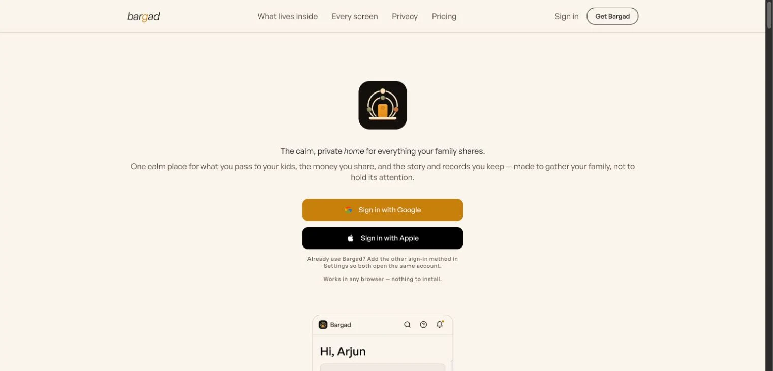 Web landing and sign-in